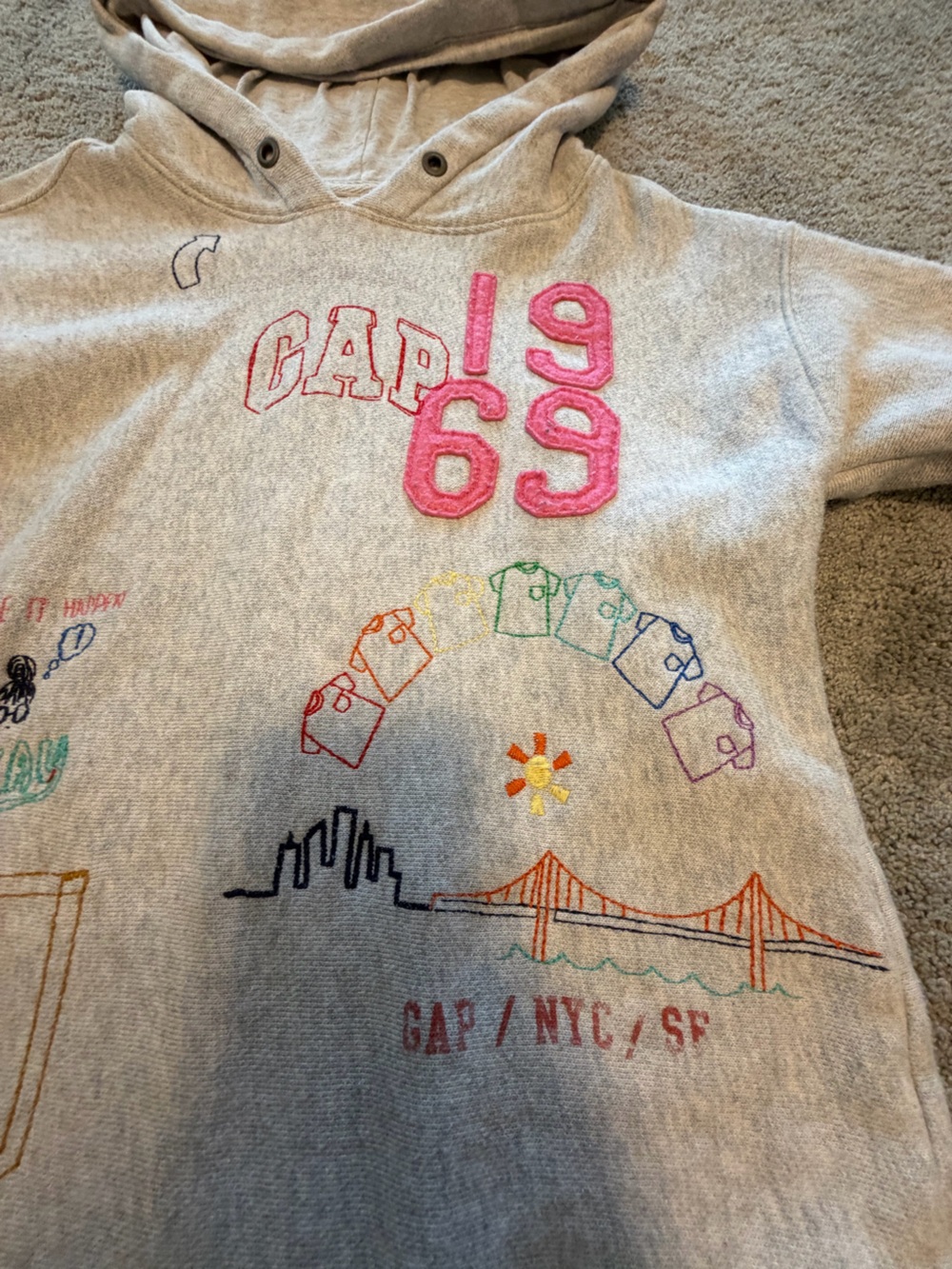 GAP Girls 50th Anniversary Graphic Hoodie Sweatshirt Gray Size L (10) - Picture 4 of 6